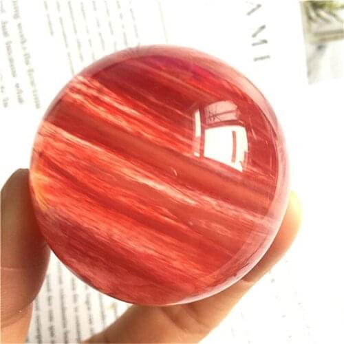 50mm Natural Red Melting Quartz Crystal Stone Ball For Decoration Feng Shui Spheres