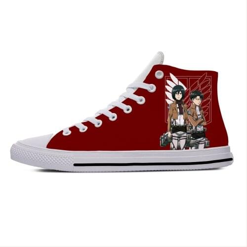 Japanese Anime Attack On Titan Mikasa Ackerman Casual Cloth Shoes High Top Lightweight Breathable 3D Print Men Women Sneakers