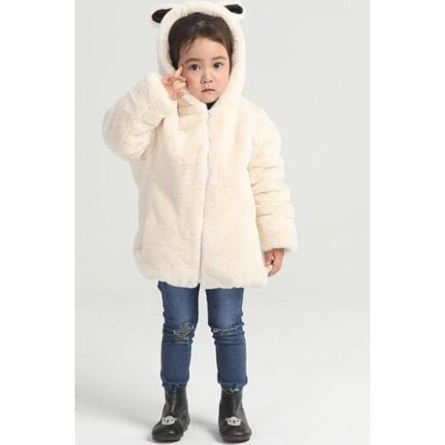 Faux Rabbit Fur Hooded Coat Winter New Children Imitation Fur Jackets Thicker Warm Outerwear for girls boys Kids ClothesY1923