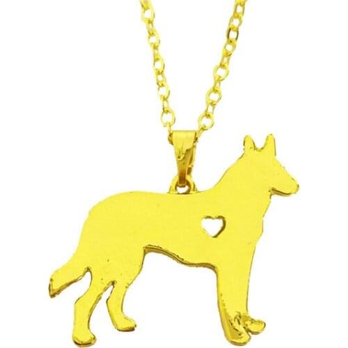 LPHZQH Fashion German Shepherd Necklace Cute Dog Pendant Pet Puppy Necklace Jewelry Choker Women Necklace Gift Gold Color