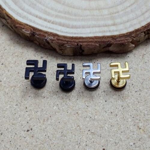 Fashion Punk Small Earrings Jewelry Color Gold Black Titanium Steel Religous Symbol Stud Earrings Brincos For Men Women