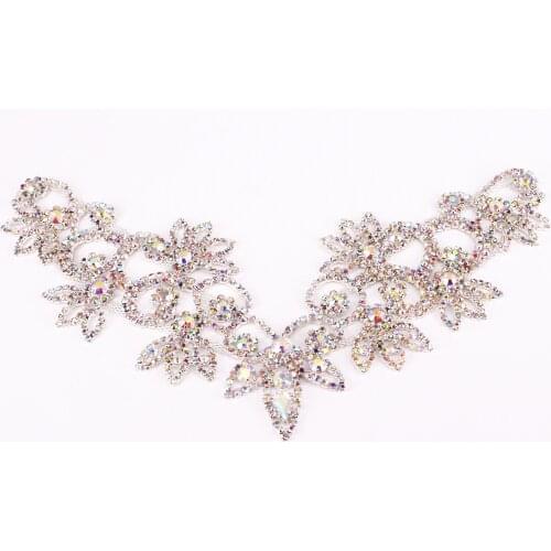 Fashion New Design Silver AB Crystal Collar Rhinestone Adorment For Women Bridal Belt Necklice Dress Decoration