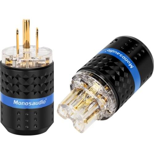 Monosaudio M103G/F103G 99.998% Pure Copper Gold Plated US Power Plug Audio Power Connector IEC320 C13 connector Plug