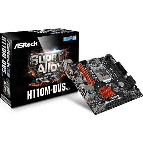 Full new H110M-DVS R3.0 1151 H110 1151 motherboard VGA + DVI DDR4 Micro-ATX