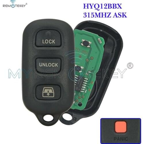 Remtekey Remote key fob 315MHZ ask model 3 button with panic for Toyota Sequoia 4-Runner 4Runner HYQ12BBX 2003-2008