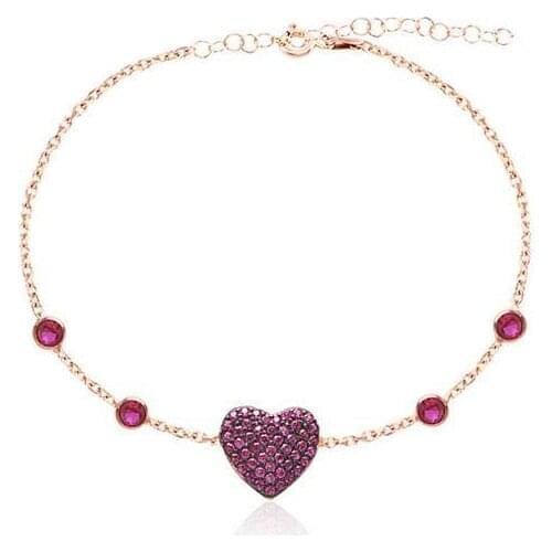 Silver, Red Sides of Cubic Zirconia Solitaire Heart Bracelet, best present options for Your Loved Ones