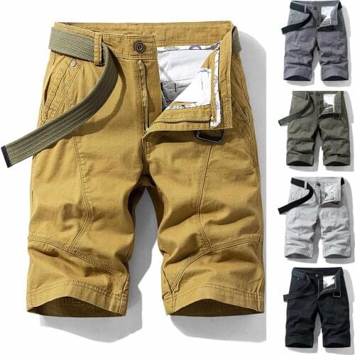 Cotton Mens Shorts Graphic Print Pocket Cargo Shorts Overalls Simple Minimalism Design Half Length Solid Color Shorts