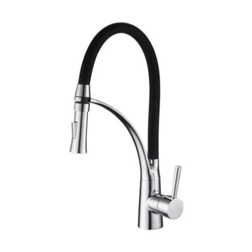 Vidric Chrome/Black/Red copper pull out double water outlet mixing taps+Free Tube, kitchen sink hot and cold water faucet mixer