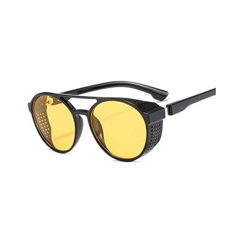 Women Men Round Hole Plastic PC UV400 Retro Vintage Steampunk Sun Glasses Sunglasses