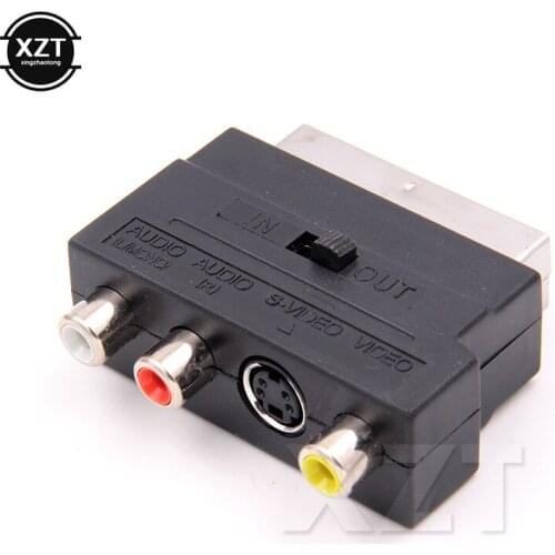 Brand New RGB Scart to Composite 3RCA S-Video AV TV Audio Adapter Connector 3RCA SVHS On The Top