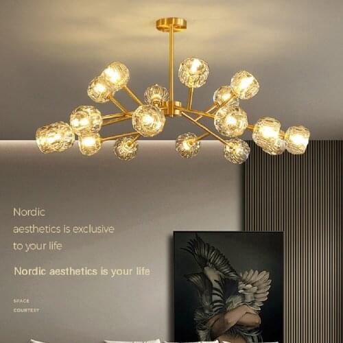 All copper modern crystal led chandelier ceiling chandelier living room bedroom dining room lamp indoor lighting lamp