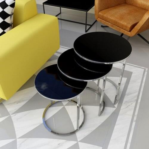 Modern Adk Pietro ADK2009 3'lü Zigon Coffee table Chrome-Smoked Mirror coffe table table basse