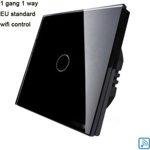 UK Standard Switch, Crystal Glass wifi controlled wall touch Switch Panel, Luxury White, free shipping, 1 Gang 1 Way wall Switch