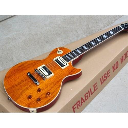 Tobacco Veneer Electric Guitar with Sliver Hardwares, Open Pickups Real Picture