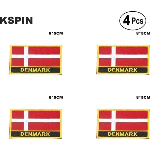 Denmark Rectangular Shape Flag Iron on Saw on Patches Embroidered Flag Patches National Flag Patches for Clothing DIY