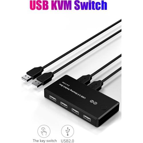 USB KVM Switch USB 2.0 Switcher Printer Sharing Switcher for Windows MAC Linux PC Keyboard Mouse 2 in 4 Out USB Switch