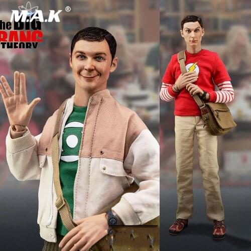 In Stock BBK06 1/6 Scale Full Set Genius Scientist Sheldon Lee Cooper Action Figure With Double heads Model for Fans Gifts
