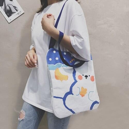 Girls handbag simple small fresh canvas bag casual fashion one-shoulder handbag