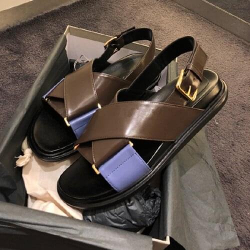 Fussbett Sandals For Women Shoes Leather Ankle Strap Zapatos Flats Shoes Brand Beach Paltform Ladies Party Sandalias Mujer 2020