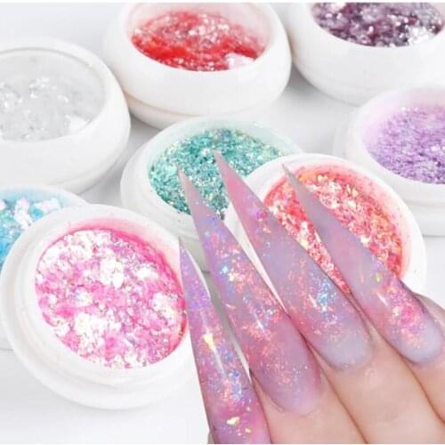 1 Jar Holographic Changing Shifting Flake Shiny Sparkly Opal Loose Flake Opal Fire Chameleon Nail Art Acrylic Glitter Pigment Po