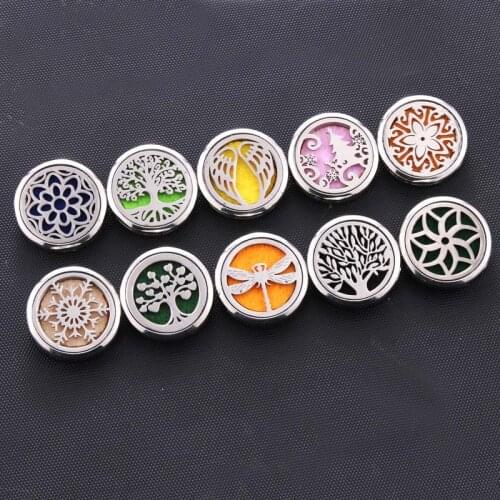 Tree of Life 27mm Stainless Steel Brooch Aromatherapy Perfume Locket Essential Oil Diffuser Brooches 1pcs Pads