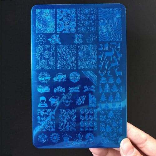 1Pcs Xmas Reindeer Tree Car Parts Pattern Nail Art Image Stamp Stamping Plates Christmas Nails Templates DIY Plate Tools D032222