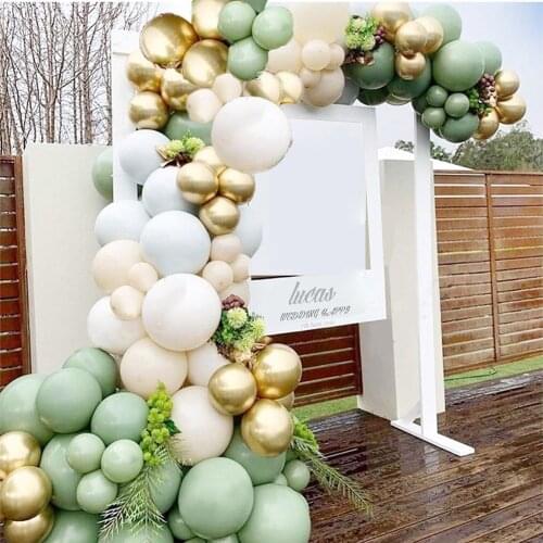 102Pcs/set Green Balloons Garland White Gold Skin Retro Green Balloon Arch for Baby Shower Decor Girls Birthday Party Supplies