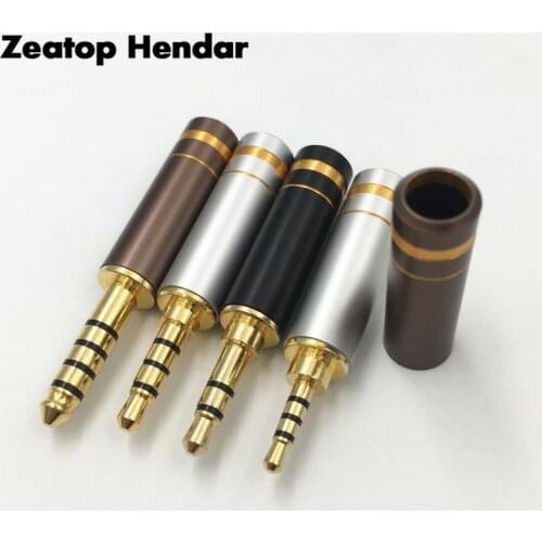 2Pcs 2.5mm / 3.5mm / 4.4mm 3 4 5 Pole Stereo Jack Copper Gold Plated HiFi Balanced Earphone DIY Audio Plug DIY Solder Connector