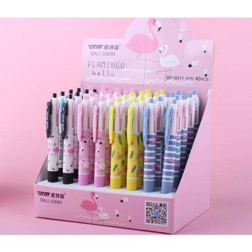 20 Pcs Flamingo Unicorn 4-color Ballpoint Pen Graffiti Ball Pens Student Factory School Stationery Wholesale Office Supplies