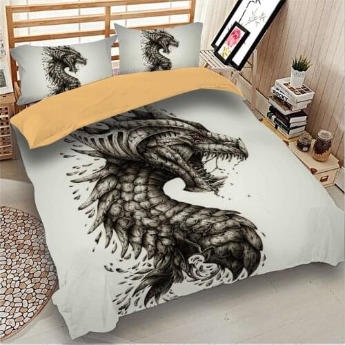3D Iron Dragon Pterosaur Printed Bedding Set Polyester Duvet Cover Cartoon Bed Set Single Queen King Size For Kid Boys