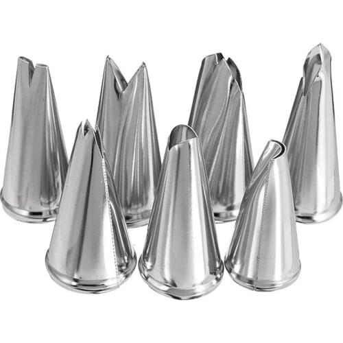 7Pcs/Set Cookies Supplies Multi Purpose Leaf Shape 304 Stainless Steel Kitchen Gadgets Pastry Nozzle Silver Cakes Decoration Set