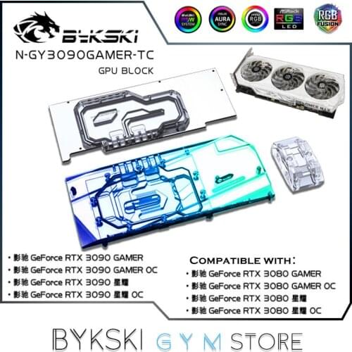 Bykski GPU Active Backplate Block For GALAX RTX 3080 3090 Gamer OC,PCB Backside Memory(VRAM) Double VGA Cooler, N-GY3090GAMER-TC