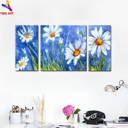 Large Unframed Blue Flower Hand painted Modern Abstract Oil Painting on Canvas Wall Art Gift for Living Room Home Decor JYJLV018