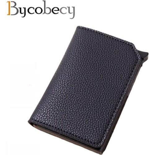 Bycobecy Rfid Mini Men Wallets Womens Wallets and Purses Small Leather Wallet Women Men Carbon Fiber Leather Money Bag