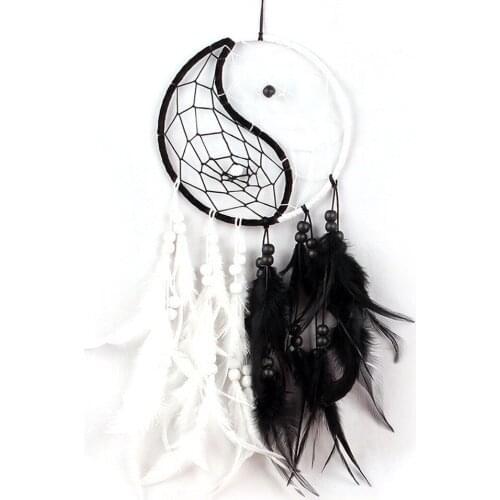 Restoring Ancient Ways Innovative Dream Catcher Home Wall Car Hanging Decor Yin Yang Feather Crafts Dreamcatcher Nets