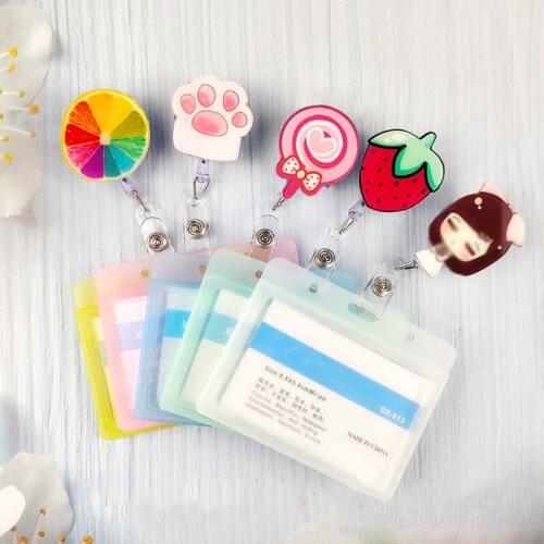 Card Cover Girl Women Clear Student ID Bus Business Card Holder Bags Nurse Exhibition Enfermera Retractable Badge Holder Reel