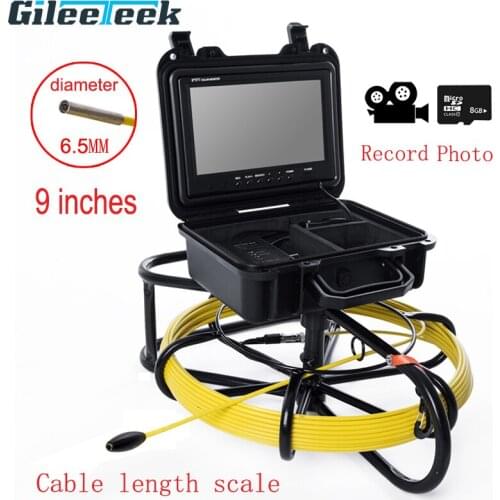 FREE DHL 30m Cable 6.5mm Camera Head Endoscope Drain&Sewer Pipeline Inspection Camera WP9600 Video Recording Borescope System
