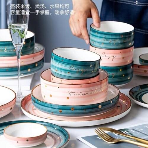 Nordic Style Ceramic Dinner Plates Dishes Steak Food Plate Rice Salad Soup Bowl Tableware Set for Restaurant Party Gift Dropship
