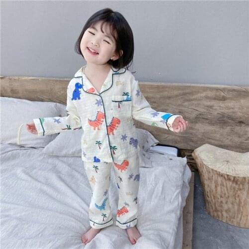 Dinosaur Baby Boys Girls Sets Spring Autumn Undershirts Sleepwear Robe Pajama Kids Toddler Outwear Childrens Clothing