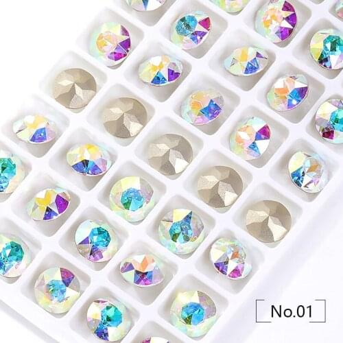 Swarovsky 45Pcs 10 mm Colorful Crystals Strass for Jewelry Making Glue On Beads Nail Art Decoration Rhinestone Gemstone