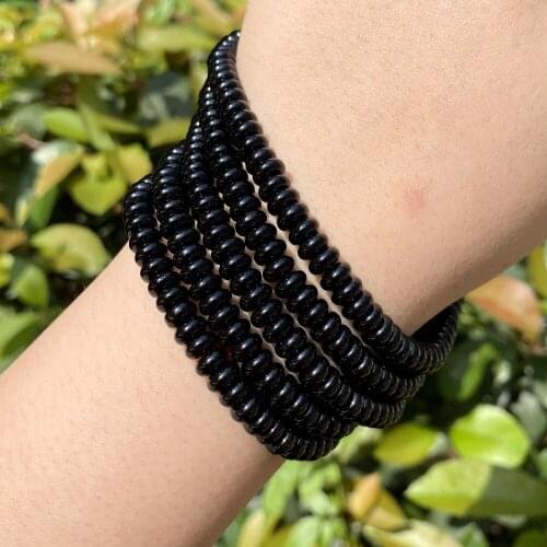 3*6mm Natural Black Red Stone Beads Rondelle Wheel Loose Spacer Beads For Jewelry Making Diy Necklace Bracelet Accessories