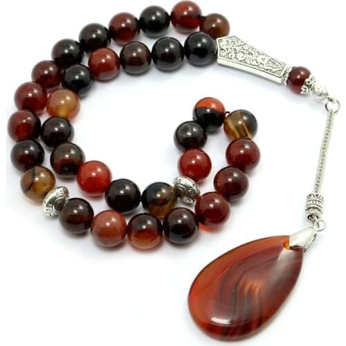 Charm Jewelry Pendant Original Natural Agate Stone Bracelet Tesbih Islamic Prayer Beads Prayer Beads Rosary Tasbeeh Muslim