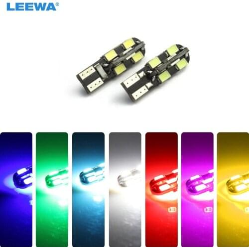 LEEWA 50pcs DC12V T10 W5W 194 168 12 LED 3528 SMD CANBUS No Error Car Side LED Light Lamp Bulbs White,yellow,ice blue #CA1279
