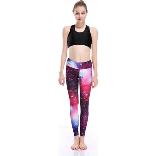 New Harajuku Galaxy Gradient Yoga Pants Red Black Flaming Fire Sports Pants High Quality Elastic Jogging Leggings 5 Patterns