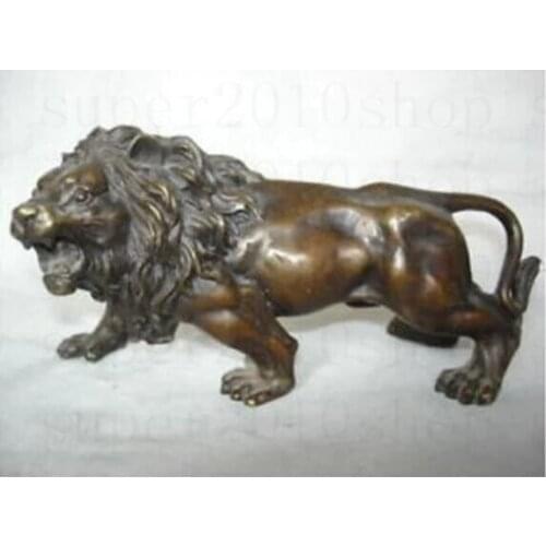 Copper Statue Sculpture&Carving Bronze coffee Fierce Lions Wild Animals Figure Statue Size: H ( 7cm ) * W ( 6cm ) * L (14cm)