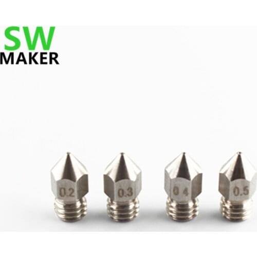 MK8 M6 Stainless steel / brass Nozzle 1.75mm size 0.2/0.3/0.4/0.5mm for creality cr-10 ender 3 Pro CR20 Anet ET4 3D Printer