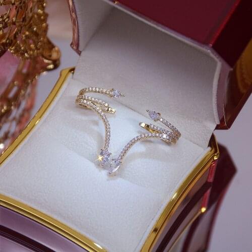 14k Real Gold Fashion Jewelry Micro-inlaid Zircon Flash Diamond Snake Shape Arrow Earrings for Woman Holiday Party Earring