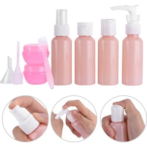 9Pcs Travel Makeup Bottles Set Cosmetics Containers Bottles Plastic Press Spray Bottle Makeup Tools Kit For Liquid Lotion Cream