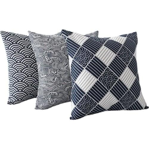 Cotton Linen Pillowcase Japanese Style Cushion Cover Living Room Office Home Sofa Photo Studio Photography Pillow