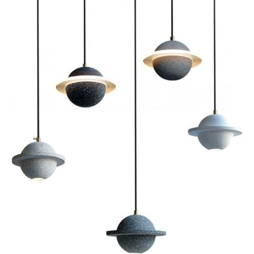Nordic Cement Planet LED Pendant Lights Restaurant Bar Hanging Light modern living room decoration Designer Art chandelier